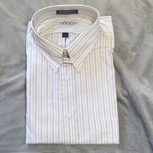 Damo Men's Classic White and Gray Striped Dress Shirt NWOT